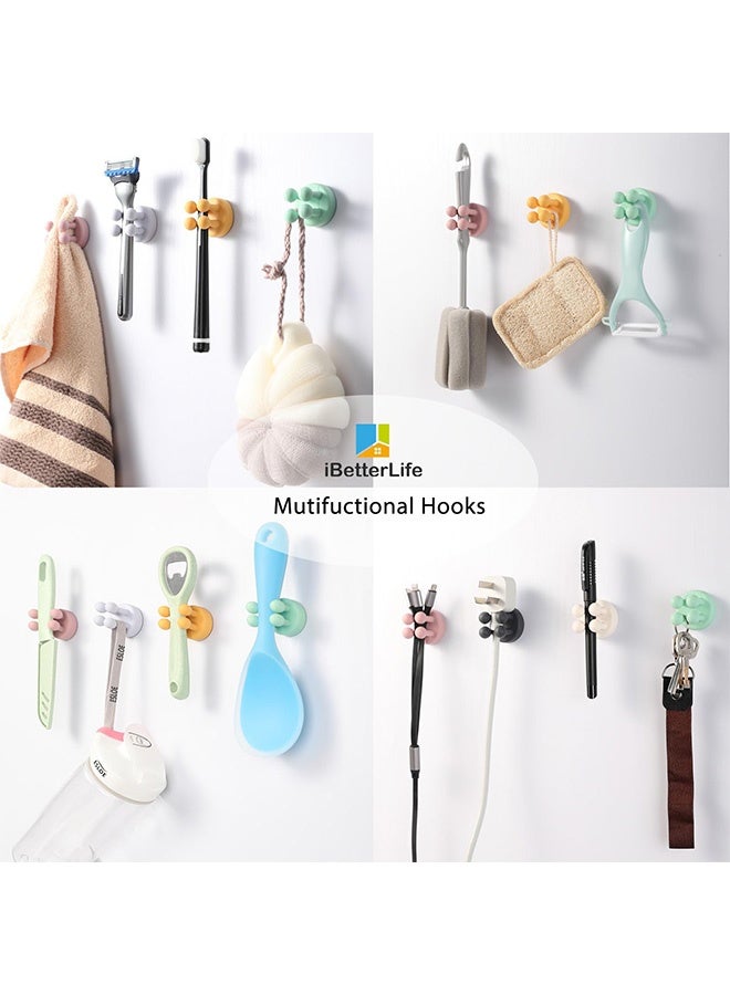 Peachjoy Silicone Toothbrush Holders for Bathrooms - 6Pcs Razor Holder for Shower Wall Mounted Self Adhesive Multifunctional Cute Hook for Kids Hanging Tooth Brush for Kitchen Living Room Office - Image 2