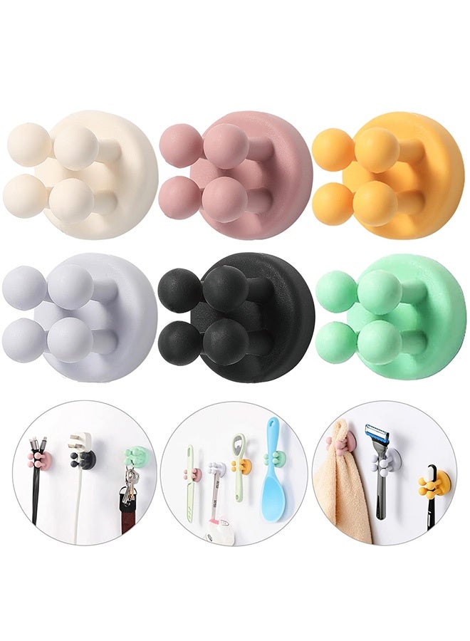 Peachjoy Silicone Toothbrush Holders for Bathrooms - 6Pcs Razor Holder for Shower Wall Mounted Self Adhesive Multifunctional Cute Hook for Kids Hanging Tooth Brush for Kitchen Living Room Office - Image 1