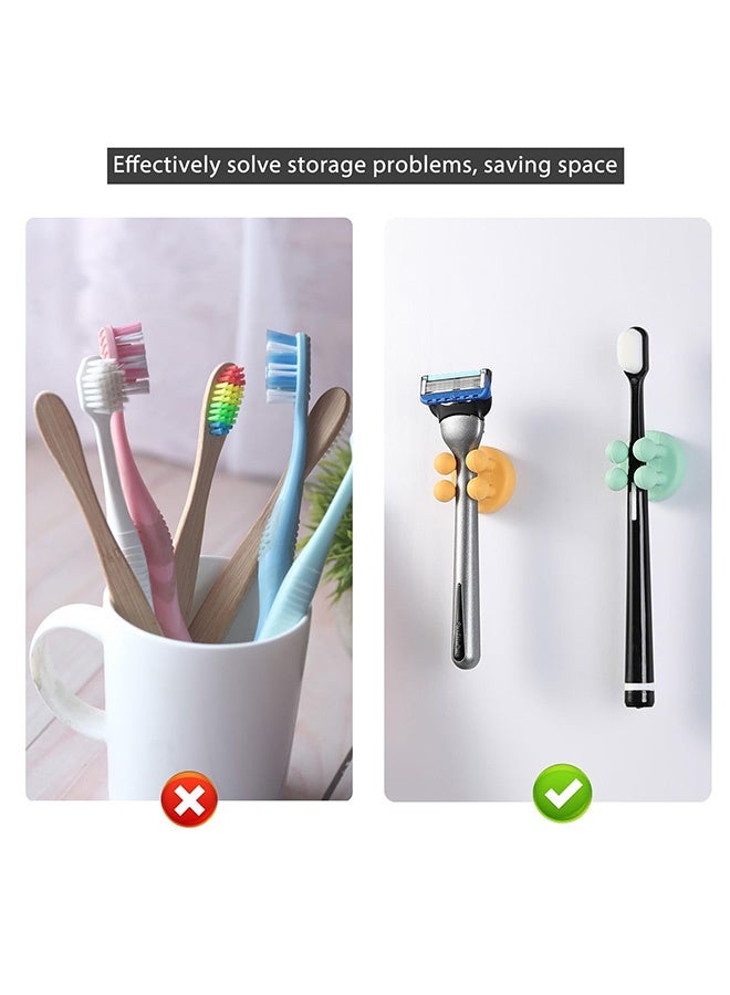 Peachjoy Silicone Toothbrush Holders for Bathrooms - 6Pcs Razor Holder for Shower Wall Mounted Self Adhesive Multifunctional Cute Hook for Kids Hanging Tooth Brush for Kitchen Living Room Office - Image 5