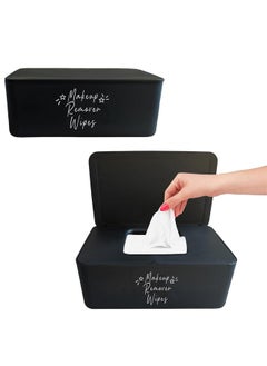 Moorfowl 2 Pack Makeup Remover Wipes Dispenser,7.28" L * 4.80" W *2.75" H, Refillable Makeup Wipes Holder Box Chic Wipes Container for Bathroom Vanity Dressing Table (Black)  - Image 1