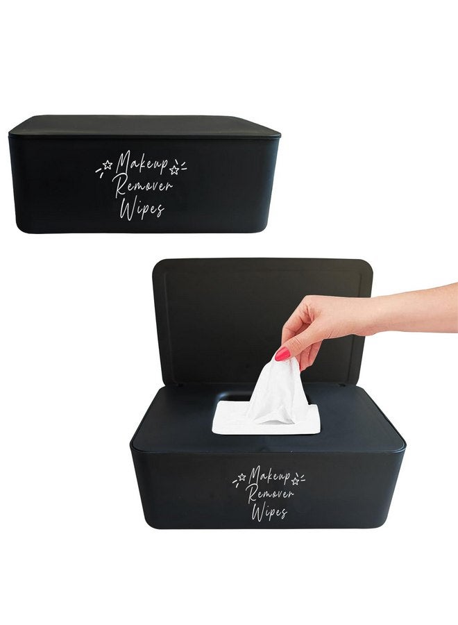 Moorfowl 2 Pack Makeup Remover Wipes Dispenser,7.28" L * 4.80" W *2.75" H, Refillable Makeup Wipes Holder Box Chic Wipes Container for Bathroom Vanity Dressing Table (Black)  - Image 1