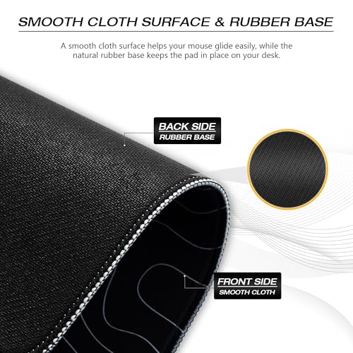 GMKWTL XVX Black and White Topographic Mousepad, XXLarge Gaming Mouse Pad for Desk 35.4x15.7 Inch,Waterproof Desk Pad with Non-Slip Rubber Base Mice Pad,Keyboard Mat Computer Game Mouse Mat - Image 5