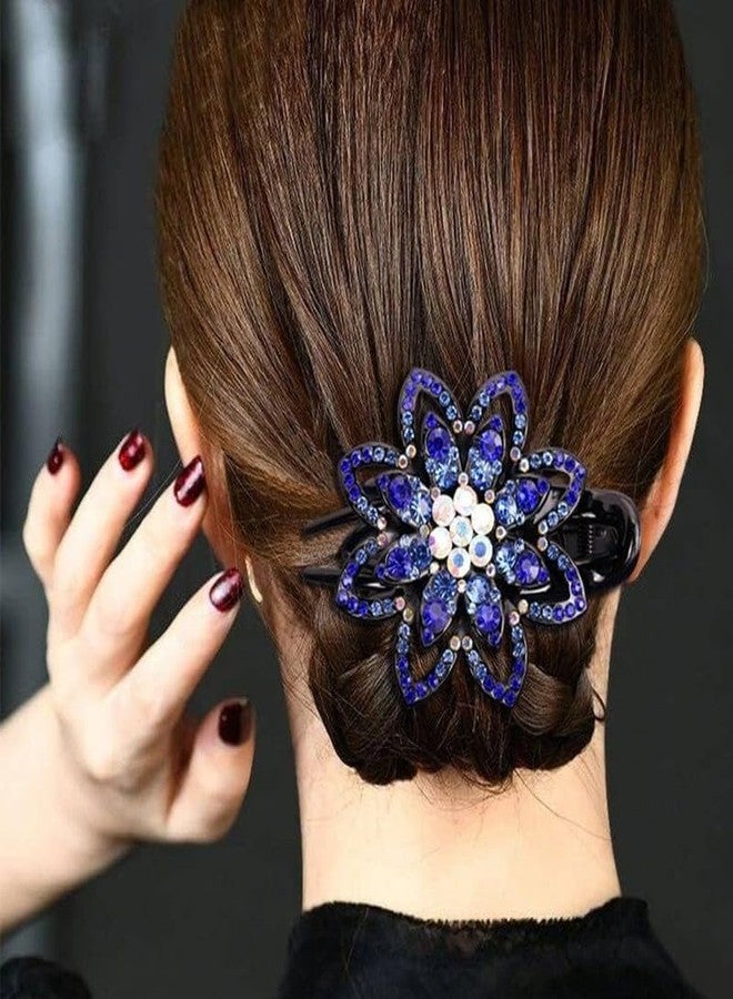 YANWENX Flower Rhinestones Hair Clips Duckbill Clip Ponytail Clips Hair Barrettes Decorative Clips Hair Accessories for Women (Champagne Pack Of 1) - Image 4