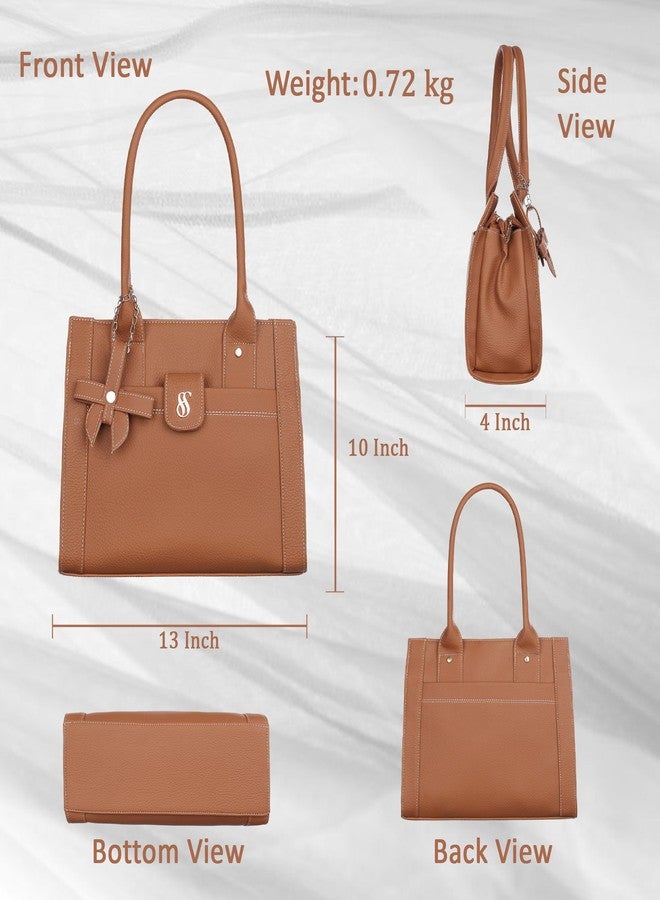 Fostelo Women's Ocean Side Satchel Tote Handbag for Women | Ladies Purse | Stylish Shoulder Bag | Gift For Women | Tan - Image 3