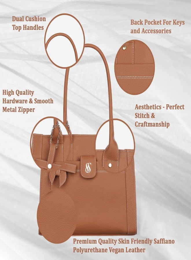 Fostelo Women's Ocean Side Satchel Tote Handbag for Women | Ladies Purse | Stylish Shoulder Bag | Gift For Women | Tan - Image 2
