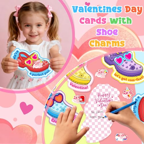 TSDATOWR Valentines Day Cards for Kids School 36 Pcs Valentines Gifts for Kids with Axolotl Shoe Charms Bulk Funny Valentine Exchange Cards for Boys Girls Toddler Class Classroom Gift Party Favors - Image 5