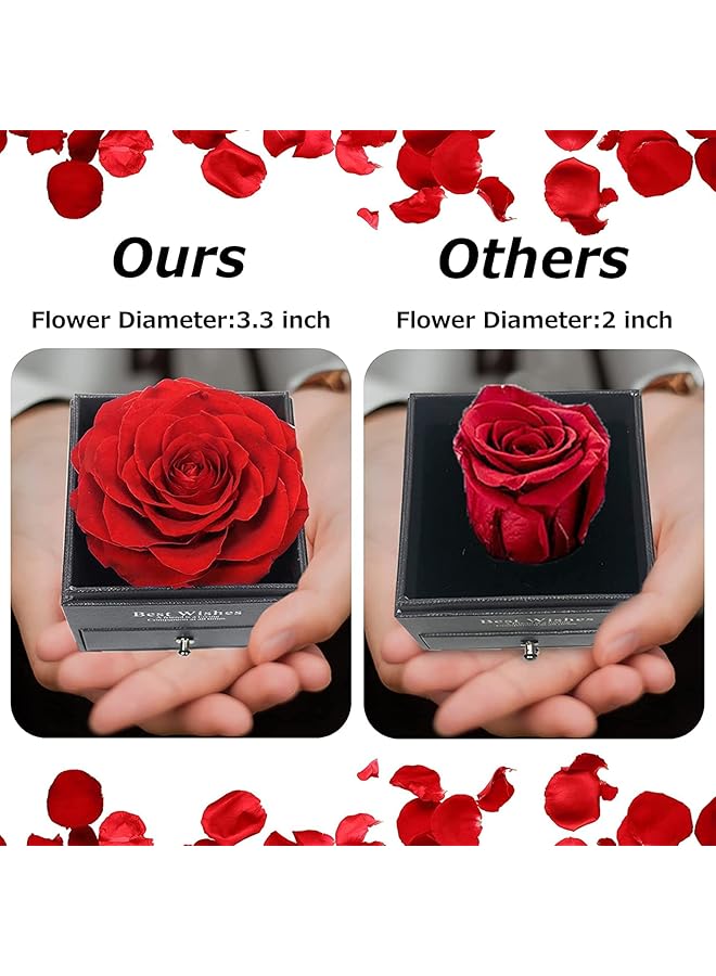 Arabest Arab Birthday Gift For Women Handmade Preserved Rose Jewelry Box Love You Necklace In 100 Languages Gift For Girlfriend Mother Wife Anniversary Valentine'S Day Mother'S Day Red  - Image 5