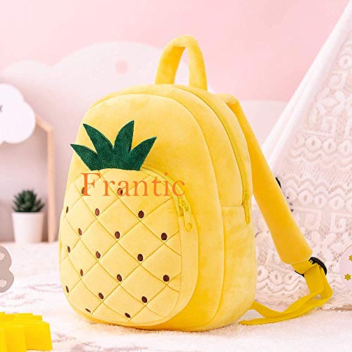 Frantic Kids Soft Cartoon Animal Travelling School Bag Soft Plush Standard 2 Compartment Backpack Boys Girls For 2 To 5 Years Boys/Girls Nursery, Preschool,Picnic(Yellowpineapple) Standard, 15 Litre - Image 4