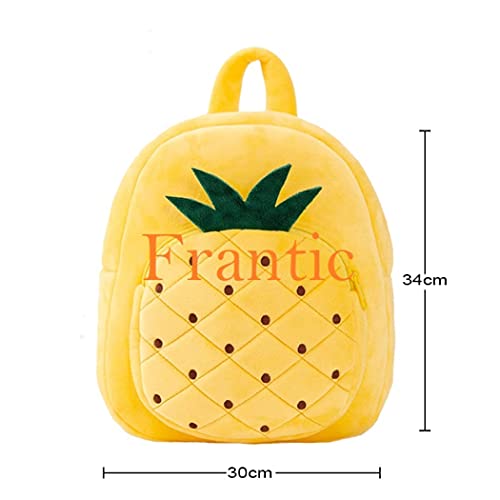 Frantic Kids Soft Cartoon Animal Travelling School Bag Soft Plush Standard 2 Compartment Backpack Boys Girls For 2 To 5 Years Boys/Girls Nursery, Preschool,Picnic(Yellowpineapple) Standard, 15 Litre - Image 2