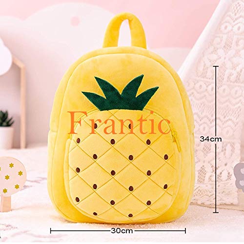Frantic Kids Soft Cartoon Animal Travelling School Bag Soft Plush Standard 2 Compartment Backpack Boys Girls For 2 To 5 Years Boys/Girls Nursery, Preschool,Picnic(Yellowpineapple) Standard, 15 Litre - Image 3