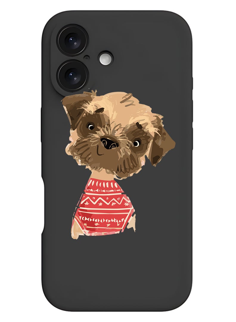 Theodor Protective Slim Fit Case Liquid Silicone Cover with Full Body Protection Anti-Scratch Shockproof Case For Apple iPhone 17 (Black) Dog - Image 1