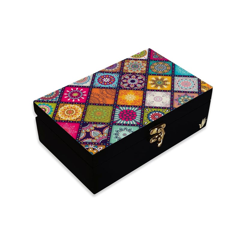 BRAHMA DESIGN BRAHMA DESIGN Decorative Gift Box for Presents Multi Mandala Design 8x5x275 JewelleryTarotVintage Box Knickknacks Storage Trunk Organiser Gift Box for Packaging - Image 1