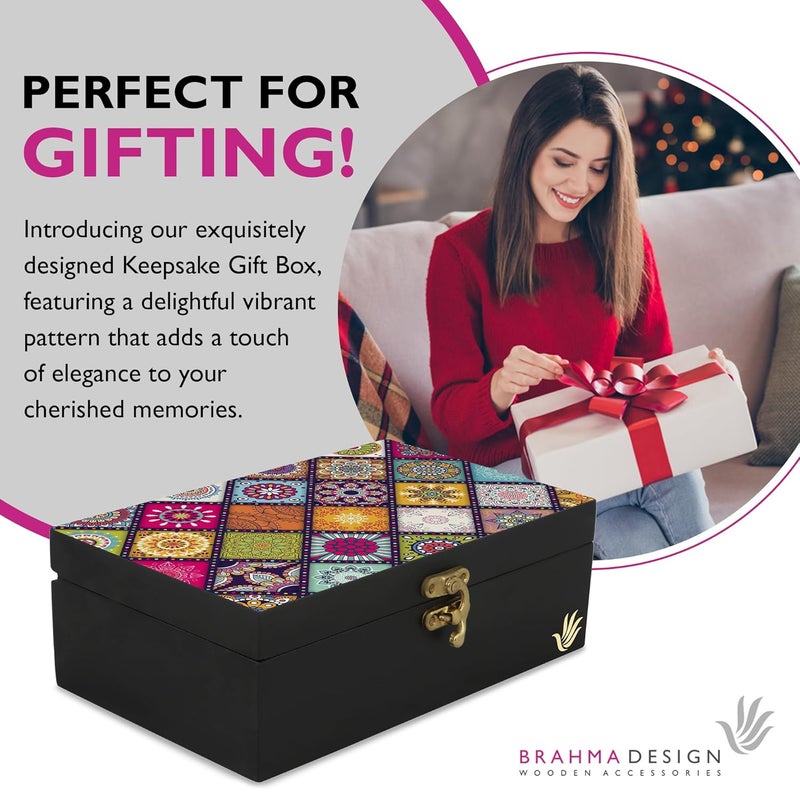 BRAHMA DESIGN BRAHMA DESIGN Decorative Gift Box for Presents Multi Mandala Design 8x5x275 JewelleryTarotVintage Box Knickknacks Storage Trunk Organiser Gift Box for Packaging - Image 3