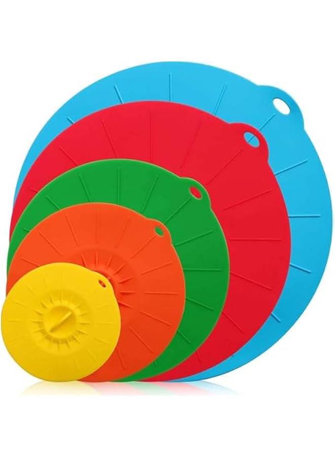 HOOKOR Silicone Suction Lids, 5 Sizes Colorful Food Cover, Reusable Suction Seal Heat Resistant Microwave Lids for Cups, Bowls, Plate, Pots, Pans, Skillets, Stove Top, Oven, Fridge, BPA Free  - Image 1