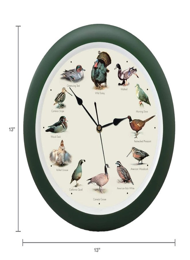Mark Feldstein & Associates Mark Feldstein, Singing Wild Game Birds of North America Wall Clock, 13 Inch, Green - Image 2