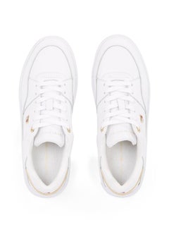 TOMMY HILFIGER Women's Enamel Flag Basketball Trainers, White - Leather  - Image 3