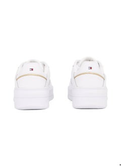 TOMMY HILFIGER Women's Enamel Flag Basketball Trainers, White - Leather  - Image 4