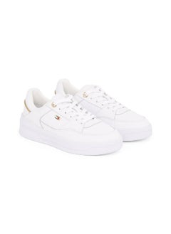 TOMMY HILFIGER Women's Enamel Flag Basketball Trainers, White - Leather  - Image 2