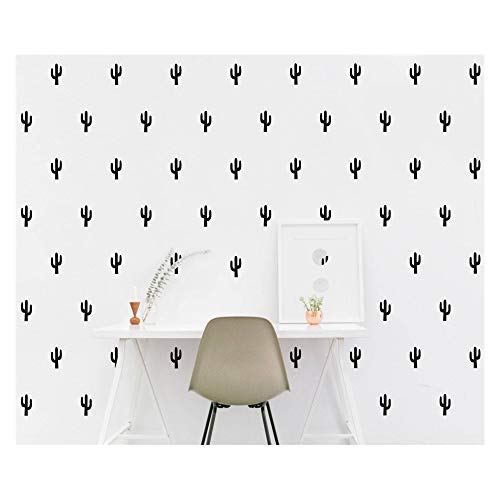 JURUOXIN JOYRESIDE 48 Pieces/Set Cactus Decals Wall Vinyl Sticker Home House Nursery Desin Cacti for Baby Kids Boy Girl Bedroom Living Room Decoration Art Decor YMX20 (Black) - Image 1