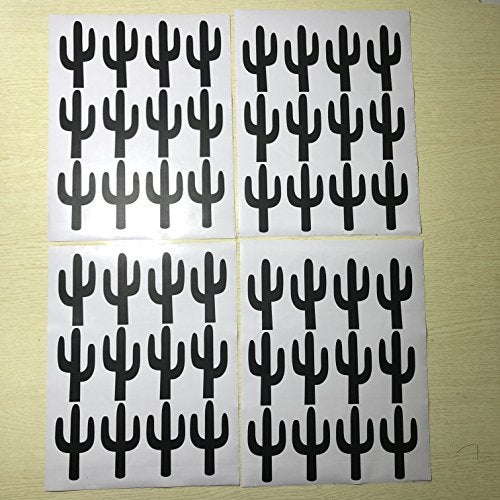 JURUOXIN JOYRESIDE 48 Pieces/Set Cactus Decals Wall Vinyl Sticker Home House Nursery Desin Cacti for Baby Kids Boy Girl Bedroom Living Room Decoration Art Decor YMX20 (Black) - Image 4