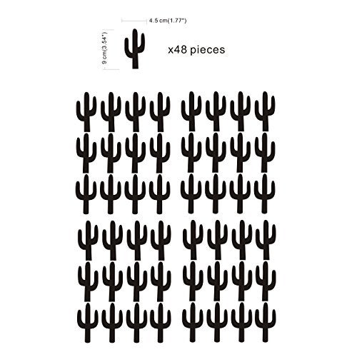 JURUOXIN JOYRESIDE 48 Pieces/Set Cactus Decals Wall Vinyl Sticker Home House Nursery Desin Cacti for Baby Kids Boy Girl Bedroom Living Room Decoration Art Decor YMX20 (Black) - Image 3