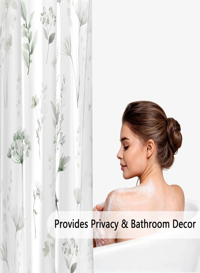 Cinbloo Sage Green Botanical Plant Floral Watercolor 72Wx72H Shower Curtain Block Print Boho Light Green White Nature for Girly Women Bathroom Curtain Set Farmhouse Bath Bathroom Accessories Decor - Image 3