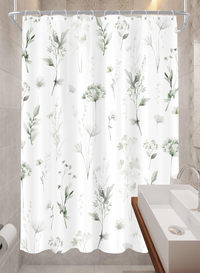 Cinbloo Sage Green Botanical Plant Floral Watercolor 72Wx72H Shower Curtain Block Print Boho Light Green White Nature for Girly Women Bathroom Curtain Set Farmhouse Bath Bathroom Accessories Decor - Image 5
