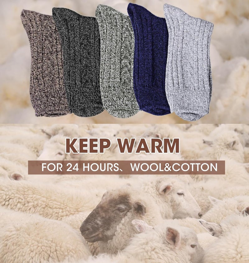 YSense Womens Wool Socks, Winter Boot Socks Stocking Stuffers Gifts for Women Men Warm Crew for Hiking - Image 2
