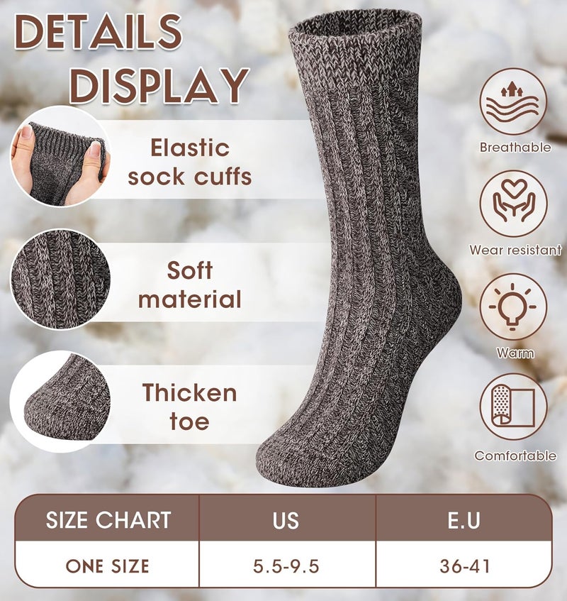 YSense Womens Wool Socks, Winter Boot Socks Stocking Stuffers Gifts for Women Men Warm Crew for Hiking - Image 3