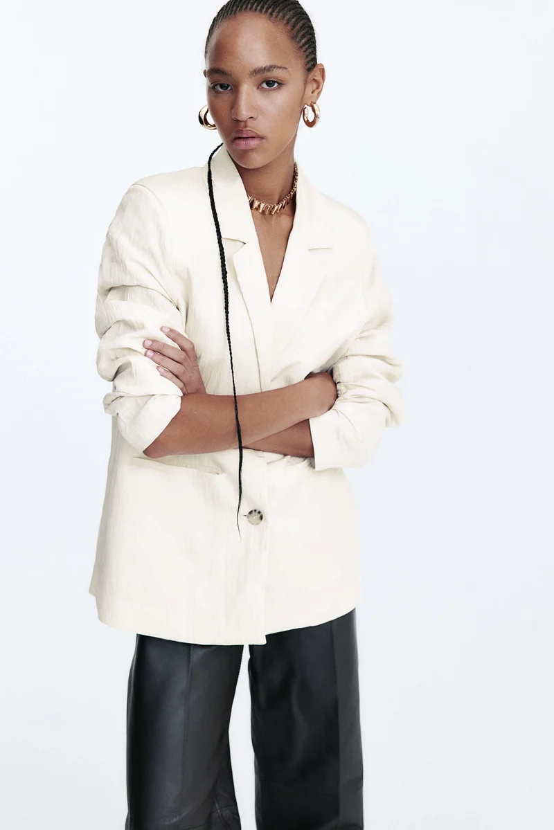 اتش اند ام Textured-weave blazer