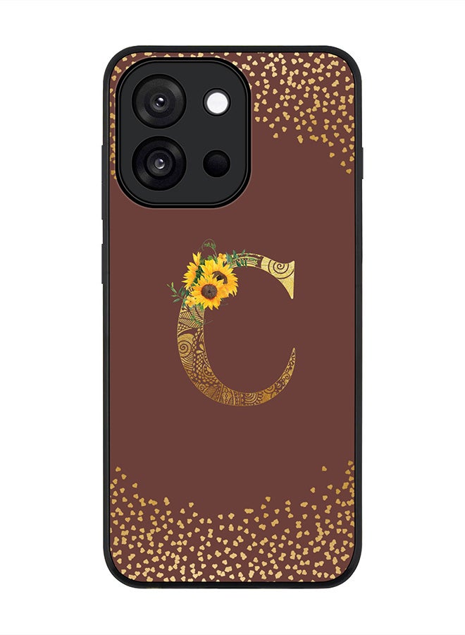 Stylizedd For OnePlus 13s / 13T Case,Slim fit Camera Protection, Shockproof Thin Phone cover  - Custom Floral Monogram - C  (Brown )