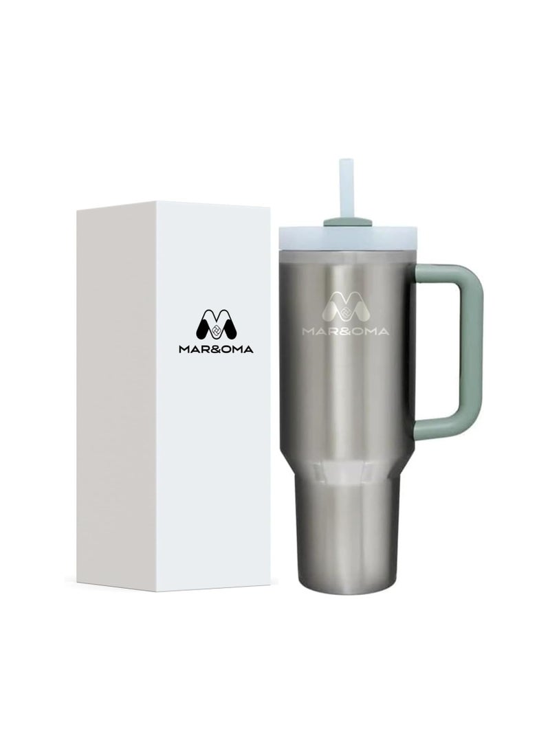 MAR & OMA Stainless Steel Vacuum Insulated Tumbler with Lid and Straw for Water, Iced Tea or Coffee, and Smoothie, 40 Oz Quencher H20