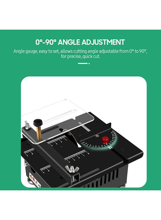 Generic - 100W Multi-Functional Table Saw Mini Desktop Electric Saw Cutter Speed & Angle Adjustable Liftable Blade 16MM Cutting Depth with Blade Flexible Shaft and More Accessories for Cutting - Image 1