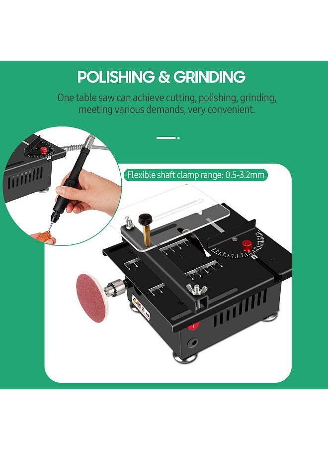 Generic - 100W Multi-Functional Table Saw Mini Desktop Electric Saw Cutter Speed & Angle Adjustable Liftable Blade 16MM Cutting Depth with Blade Flexible Shaft and More Accessories for Cutting - Image 1