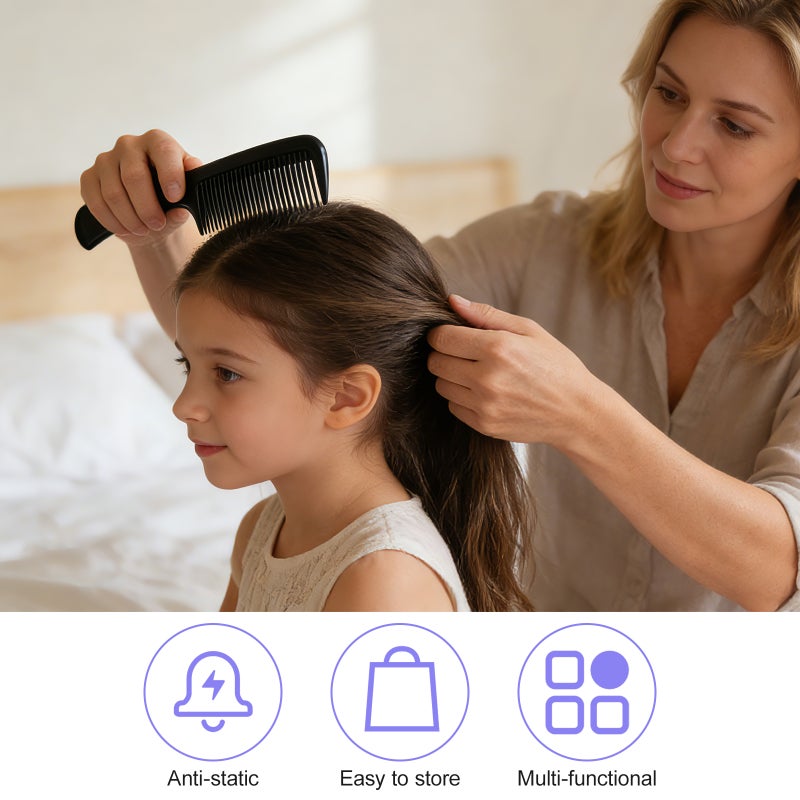 💄 خمس قطع مشط ومر ا ومجموعة فراشي تصفيف الشعر مع فرشاة مضادة للكهرباء الساكنة للعن ة بالشعر لون بنفسجي - Image 4