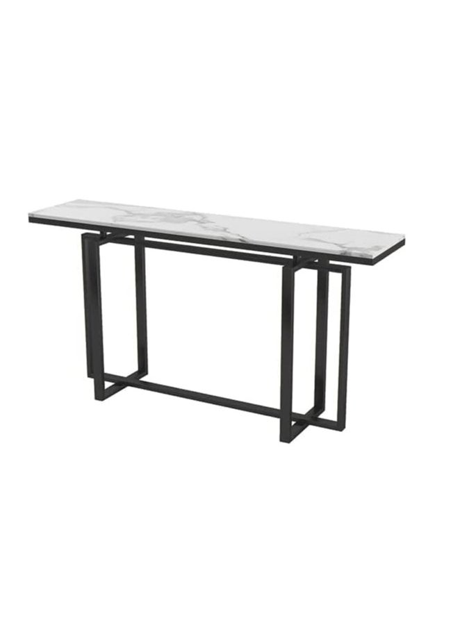 HOME TASTE - Hometaste Metal Console Table With Marble Top - Versatile Narrow And Stylish Entryway Hallway Or Living Room Accent Furniture Piece White+Black - Image 1