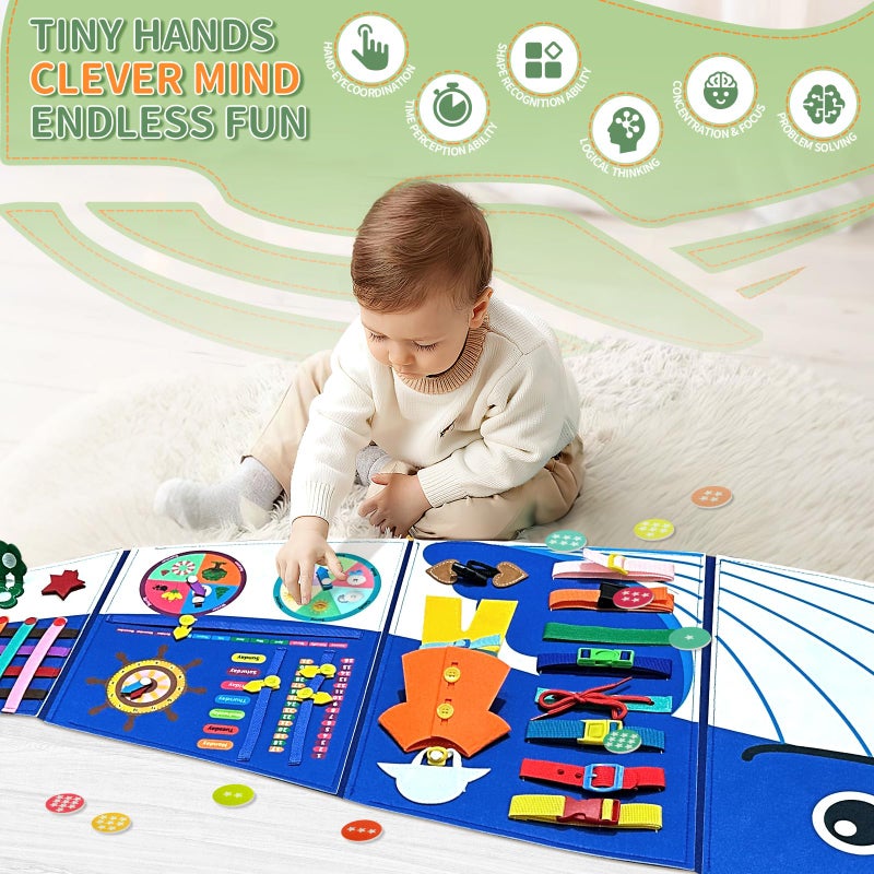 Rivibou Whale Foldable Activities Montessori Busy Board Toddler Busy Board Montessoris Toys for 3+ Years Old Wall Panel - Image 2