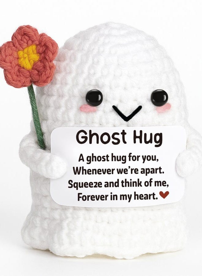 Frabaca Long Distance Relationship Gift, Handmade Crochet Ghost Plush “Ghost Hug, Thoughtful Present for Best Friends, Couples, Cancer Patient,Comfort for Apart Moments, Unique Artisan Crafted Hug Token - Image 1