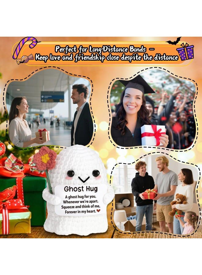 Frabaca Long Distance Relationship Gift, Handmade Crochet Ghost Plush “Ghost Hug, Thoughtful Present for Best Friends, Couples, Cancer Patient,Comfort for Apart Moments, Unique Artisan Crafted Hug Token - Image 4
