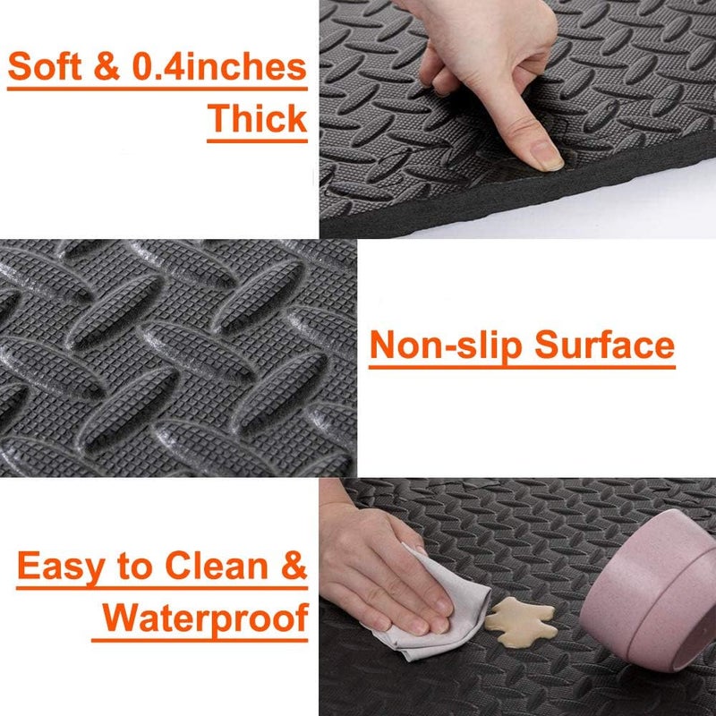 Walsai Exercise Mats Puzzle Foam Mats Gym Flooring Mat Cover 20 SQ.FT Interlocking Foam Mats with EVA Foam Floor Tiles for Home Gym Equipment Workouts Black - Image 4