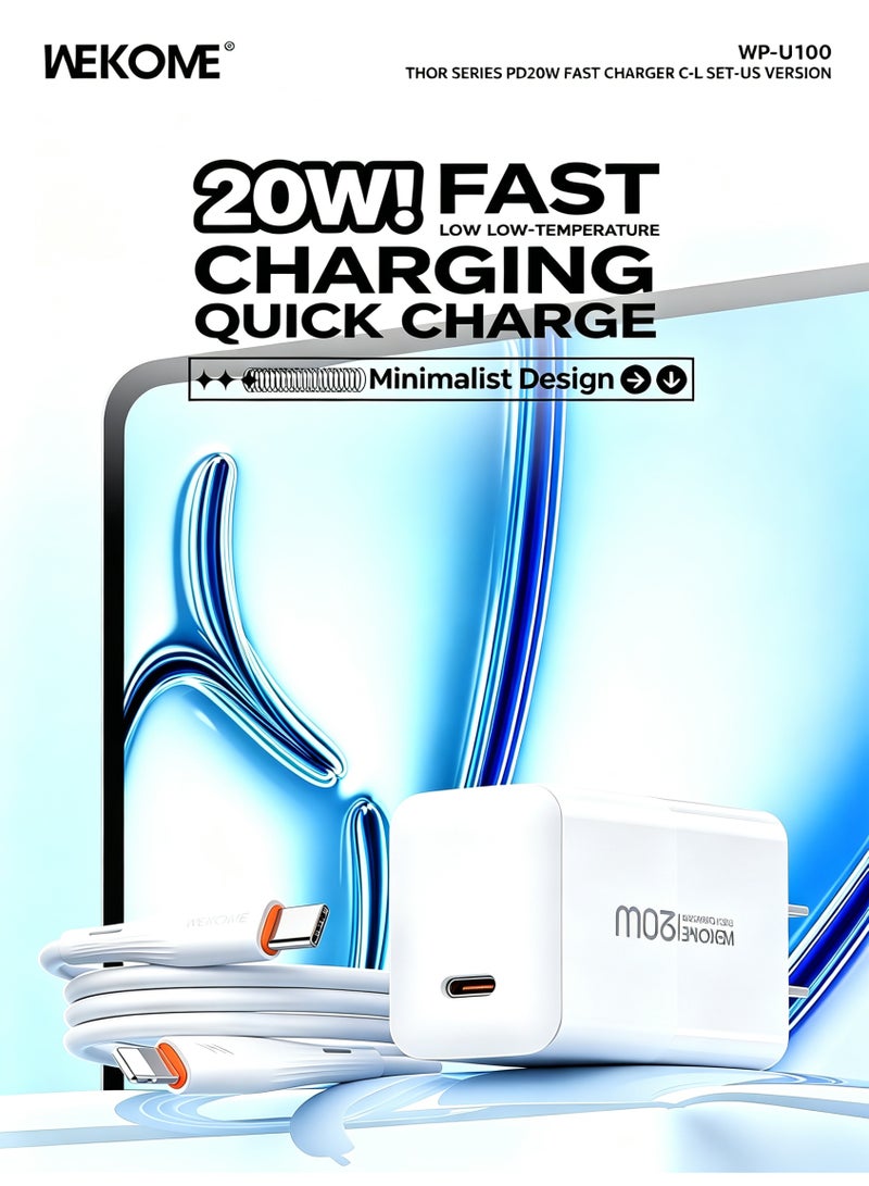 WEKOME 20W PD QC Fast Wall Charger UK 3-Pin, Multi-Protection USB C Power Adapter for Smartphones Tablets and Small Electronic Devices - Image 2