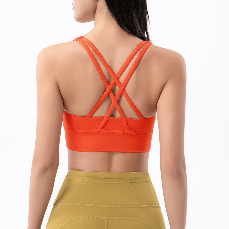 New Lulu Naked Cross Beauty Back Sports Underwear Shockproof Gather Yoga Bra Cloud Fitness Vest - Image 1