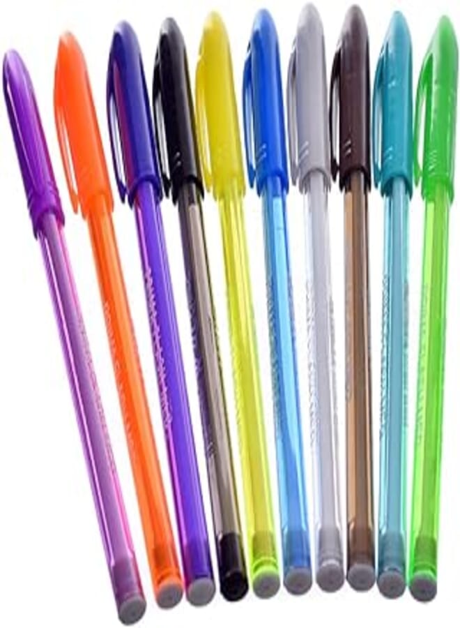 PRIMA قلم حبر جاف بريما فلاش، مجموعة من 10 ألوان متنوعة