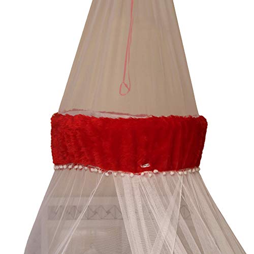 next day art Polyester Double Bed Hanging Mosquito Net Portable Pop-Up Tent (White and Red) - Image 2