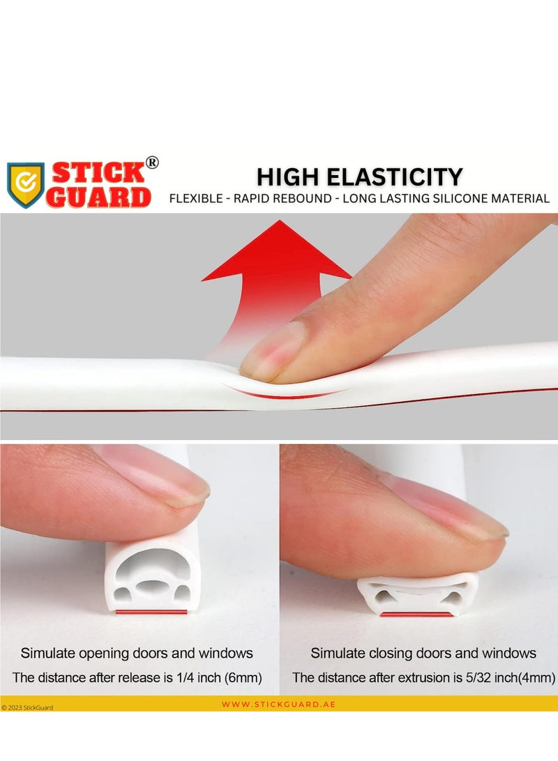 StickGuard StickGuard Door Seal Strip, Weather Stripping for Door Insulation and Door Soundproofing, 19.5 Feet D Shape Silicone Weatherstripping Gap Blocker for Sound Proof Door Frame - Weather Strip for Doors  - Image 4