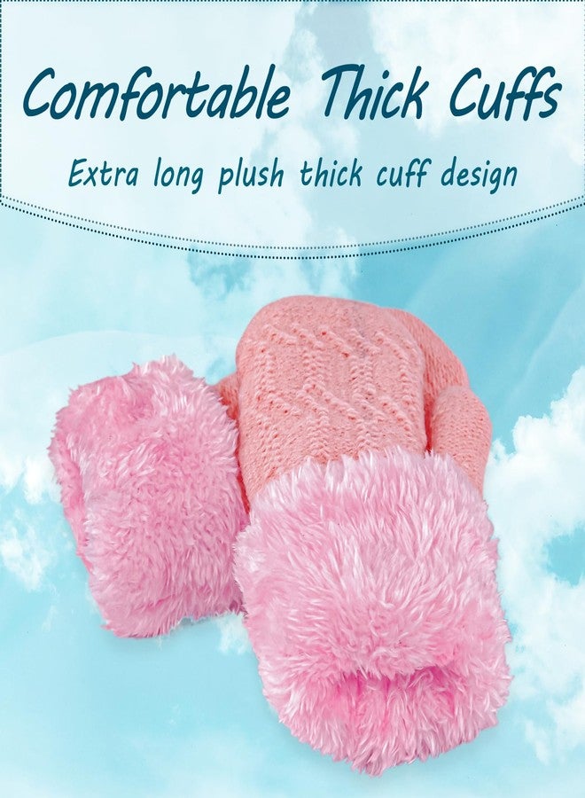 Fecawd 3 Pairs Toddler Mittens Winter Warm Knit Gloves Lined Fleece Gloves Mittens for Baby Girls Boys 1-3 Years - Image 4