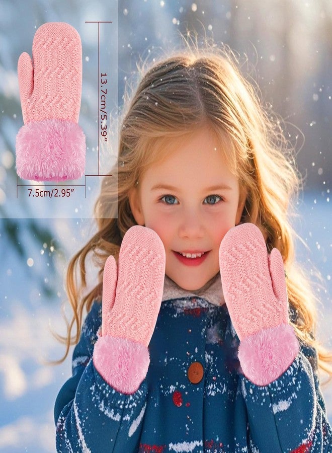 Fecawd 3 Pairs Toddler Mittens Winter Warm Knit Gloves Lined Fleece Gloves Mittens for Baby Girls Boys 1-3 Years - Image 2