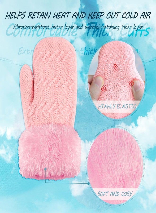 Fecawd 3 Pairs Toddler Mittens Winter Warm Knit Gloves Lined Fleece Gloves Mittens for Baby Girls Boys 1-3 Years - Image 3