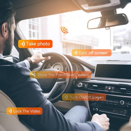 QOZ 4K Mirror Dash Cam Front and Rear, Voice Control Rear View Mirror Camera, 10'' Dashcam for Cars with ADAS and BSD, GPS, 64GB Card Included, WDR Night Vision, G-Sensor, 24 Parking Monitor - Image 4
