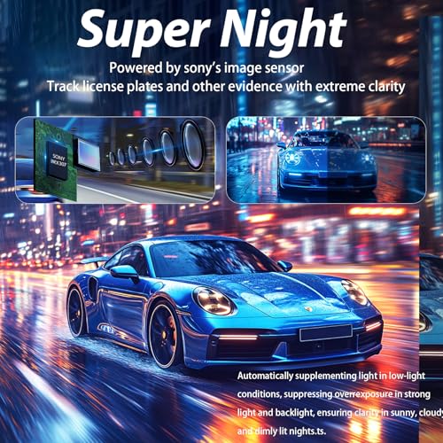 QOZ 4K Mirror Dash Cam Front and Rear, Voice Control Rear View Mirror Camera, 10'' Dashcam for Cars with ADAS and BSD, GPS, 64GB Card Included, WDR Night Vision, G-Sensor, 24 Parking Monitor - Image 5